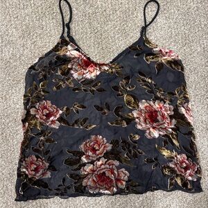 American Eagle Burnt Velvet Floral Spaghetti Strap Tank Size Small